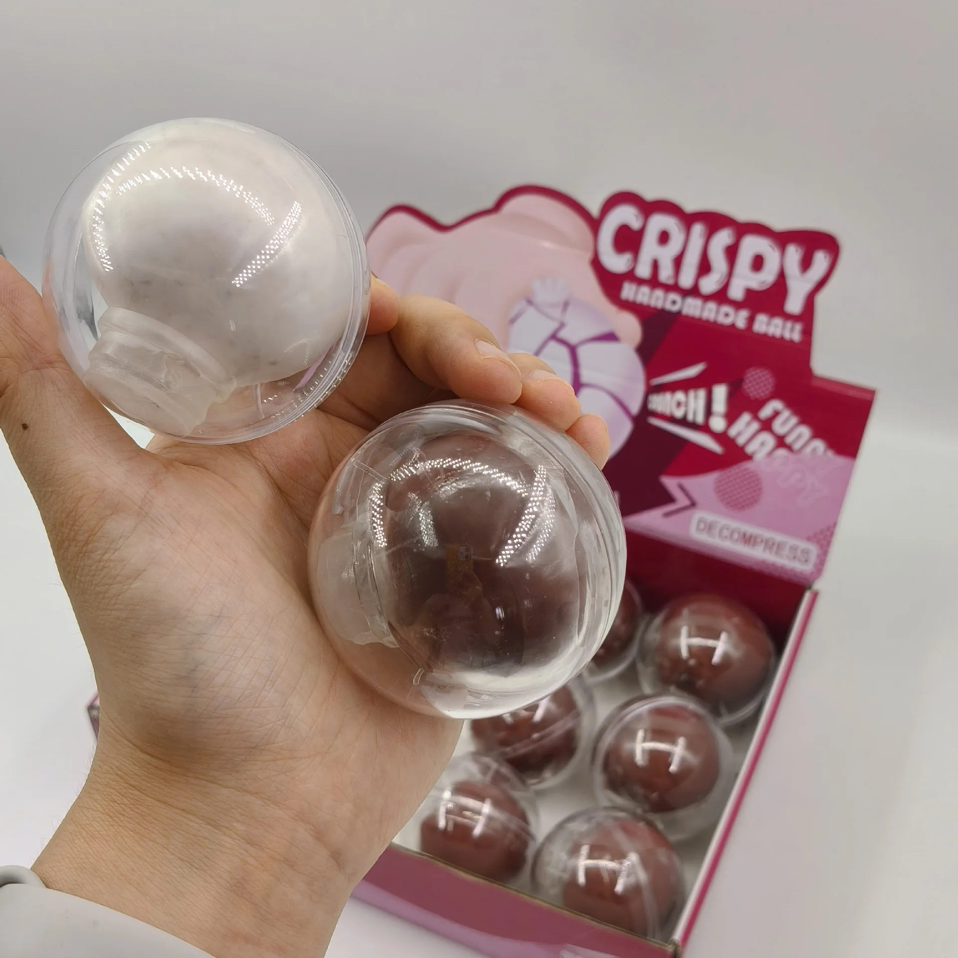 1/12PCS Squishy Crunchy Waxy Handmade Balls Super Soft Burst Filling Stress Relief Squeeze Fidget Decompression Toy