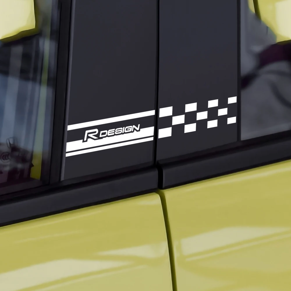 Car Side Window B Pillar Stickers Auto Emblem Decorative Decal For Volvo Rdesign T6 AWD V40 V50 V60 V70 V90 S60 S90 XC40 XC90