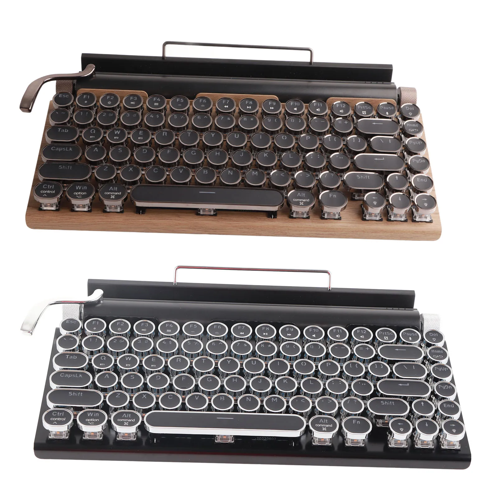 

Typewriter Keyboard 83 Keys Vintage Wireless Bluetooth Mechanical Keyboard with Metal Round Bluetooth Mechanical Keyboard