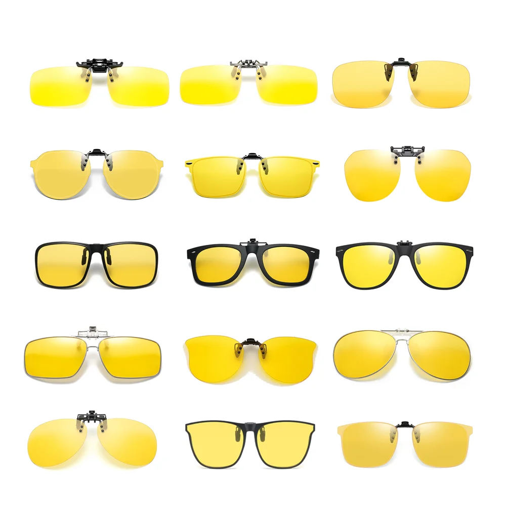 VIVIBEE Flip Up Clip sur lunettes de Vision nocturne polarisées hommes conduite jaune lunettes de soleil femmes UV400 pêche Clips universels