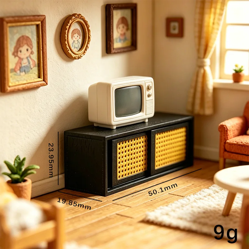 

1:12 Scale Dollhouse Miniature Black Cabinet, Modern Mesh Door Storage Model, Dollhouse Living Room Furniture Scene Accessory