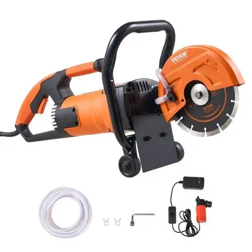 7-Inch Electric Concrete Saw, 2000W High Power Wet/Dry Cutter with 2.5-Inch Depth, Water Pump & Blade for stone & Brick