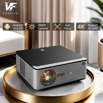 VOXFLIX VF71 Full HD 1080P 35000 لومن التركيز التلقائي جهاز عرض كيستون تلقائي 4K أندرويد 12 WiFi6 المسرح المنزلي شعاع ذكي