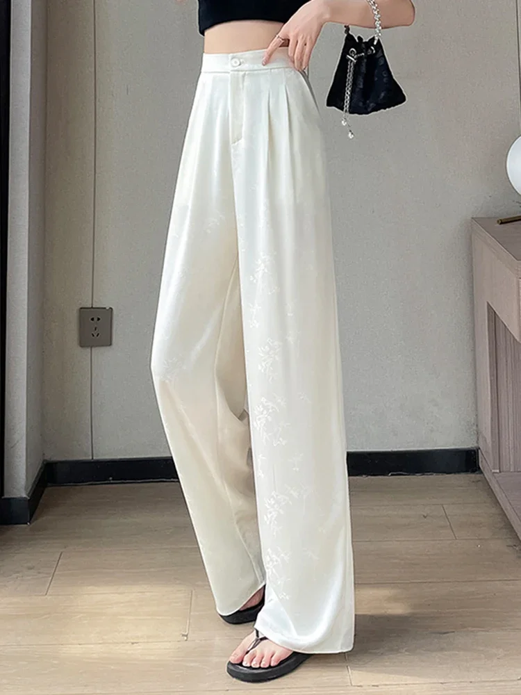 Classic Y2K Casual High Waist Slim Female Wide Leg Pants Summer New Simple Pure Color Chic Solid Color Loose Fashion Women Pants