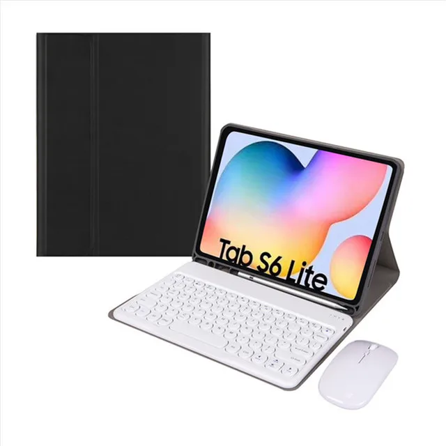 Do Samsung Galaxy Tab S6 Lite 10.4 P610 P615 SM-P610 SM-P615 klawiatura Case z Bluetooth mysz PU skóra Tablet pokrywa Shell