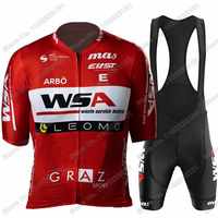 2023 WSA Graz pb Leomo Team Cycling Jersey Set Men Cycling Clothing Summer Road Bike Shirts Suit Bicycle Bib Shorts MTB Wear