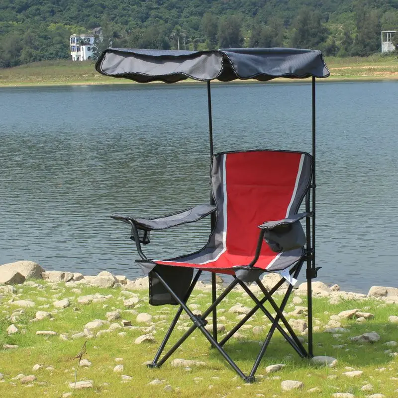 High Quality Plus Size Outdoor Modern Leisure Folding Portable Awning Beach Fishing Chair Suitable For Traveling Camping Picnic