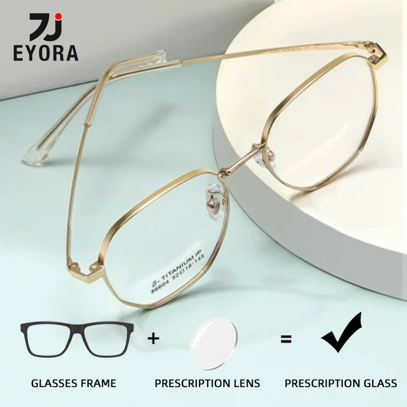 

EYORA Vintage Titanium Prescription Reading Glasses Myopia Eyewear Hyperopia Anti Blue Ray Progressive Photochromic Eyewear Lens