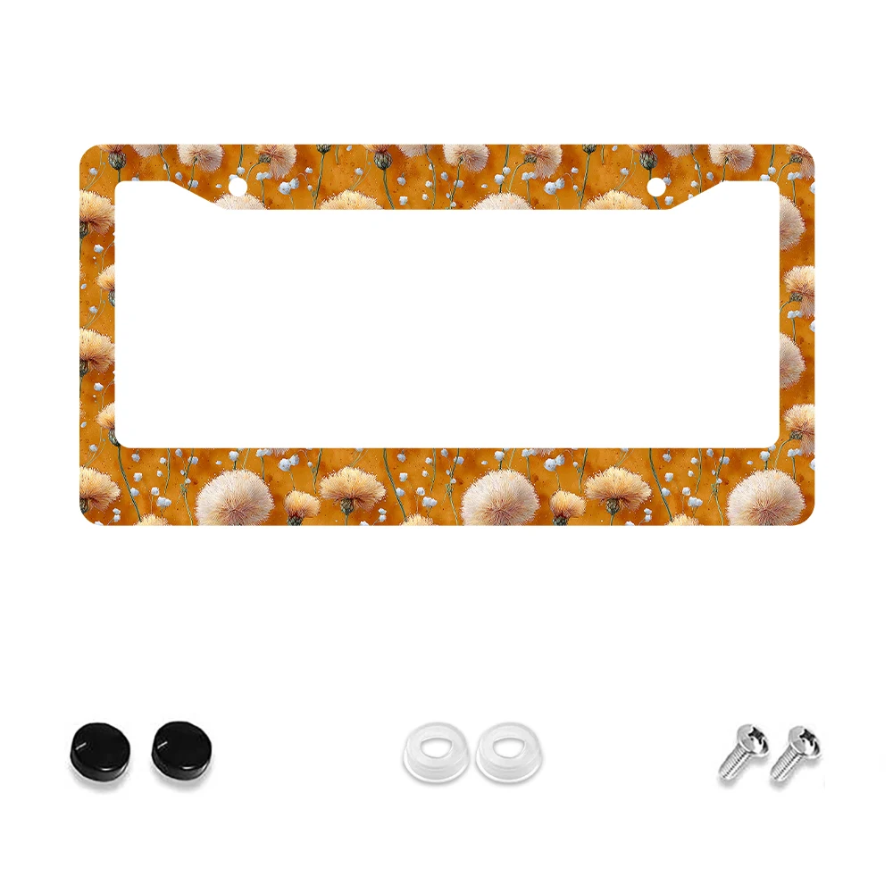 

1 шт. оранжевый цветочный узор, рамка номерного знака с 2 отверстиями, алюминиевый материал, 6x12 дюймов, с набором винтов, ретро-новинка, украшение для автомобиля