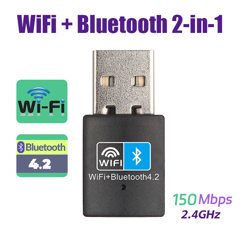 Laptop PC Desktop 150Mbps WiFi Bluetooth-compatible Wireless Adapter USB Adapter 2.4G V4.2 Dongle Network Card RTL8723