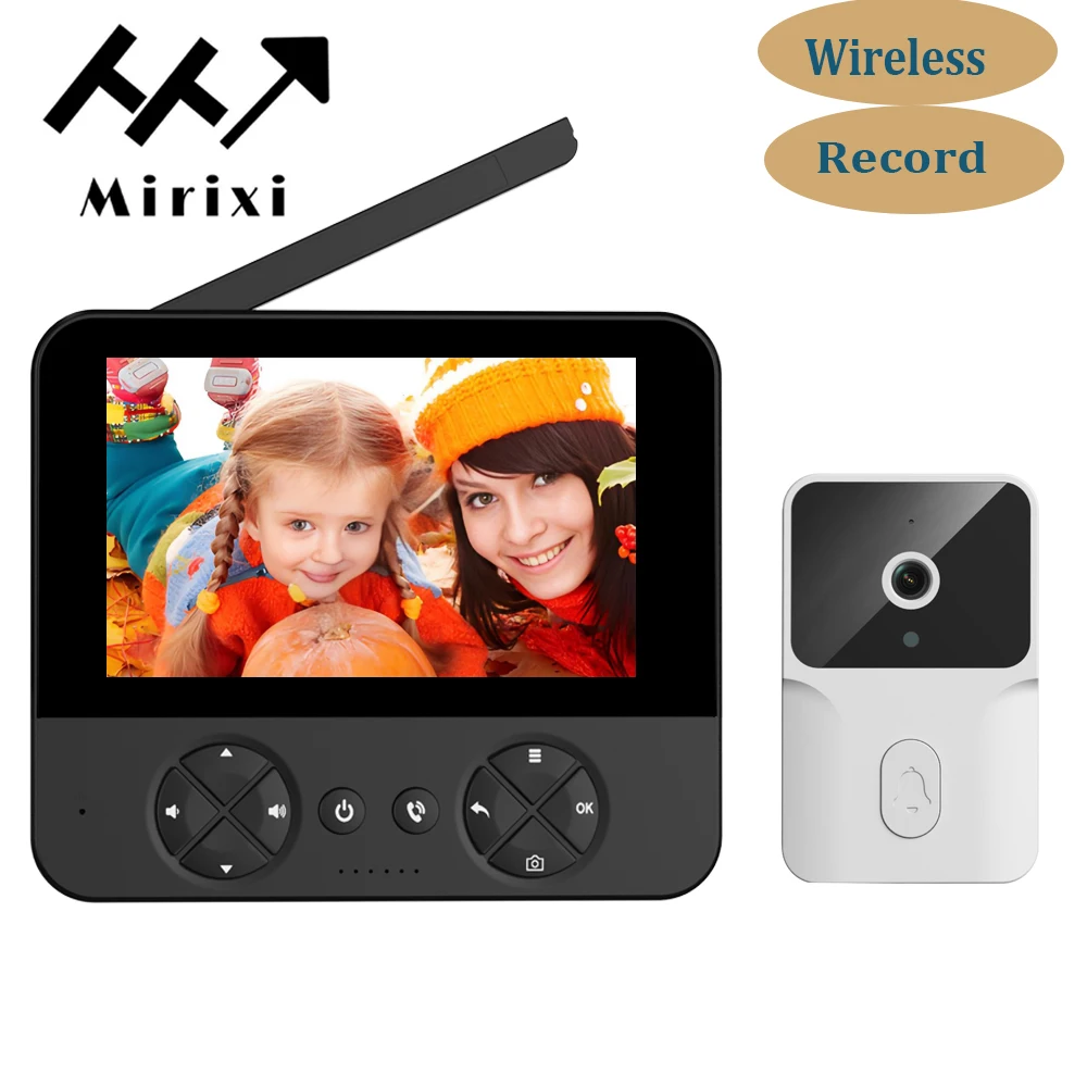 Mirixi campainha de telefone de porta de vídeo inteligente com câmera intercomunicador doméstico 2.4g sem fio 4.3 Polegada tela ips gravação de conversa visual bidirecional