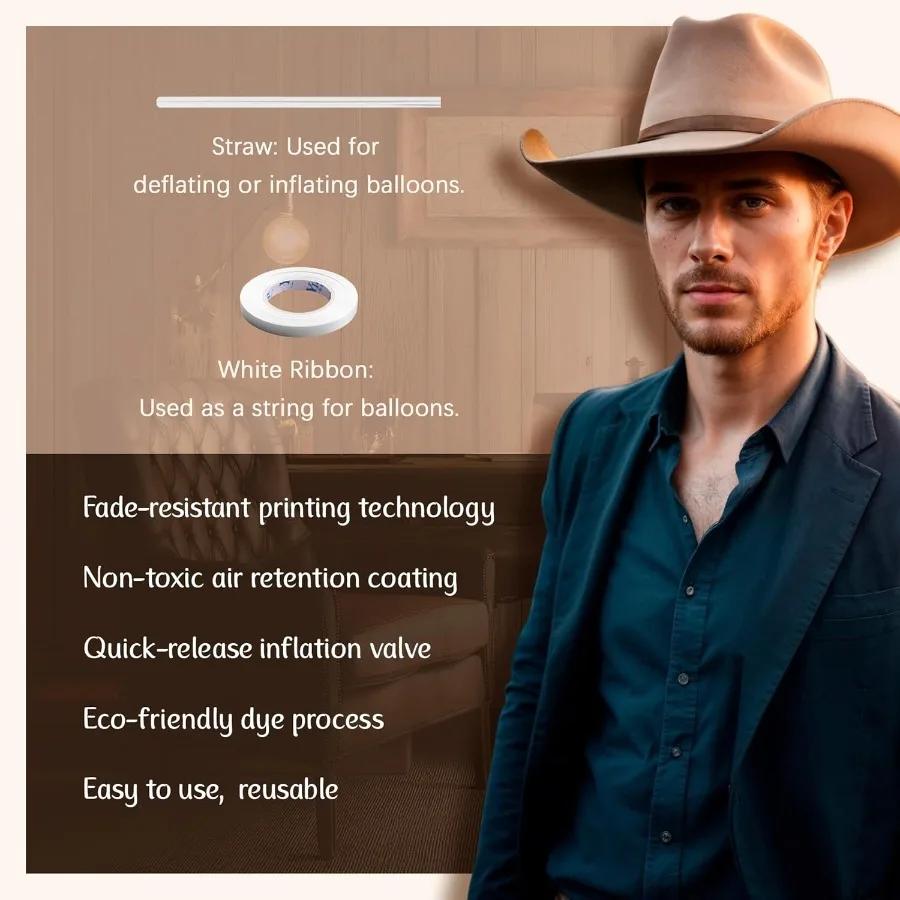 6개 서부 테마 파티 풍선 대형 카우걸 모자 부츠 호우 포일 풍선 카우보이 생일 파티 장식 (원시 서부 테마)