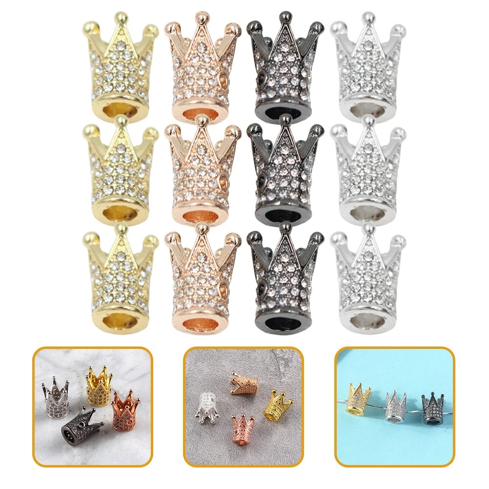 

12pcs Beads Jewelry Spacer Rhinestone Crystal Alloy Pendant Jewelry Beads Charm Necklace Bracelet