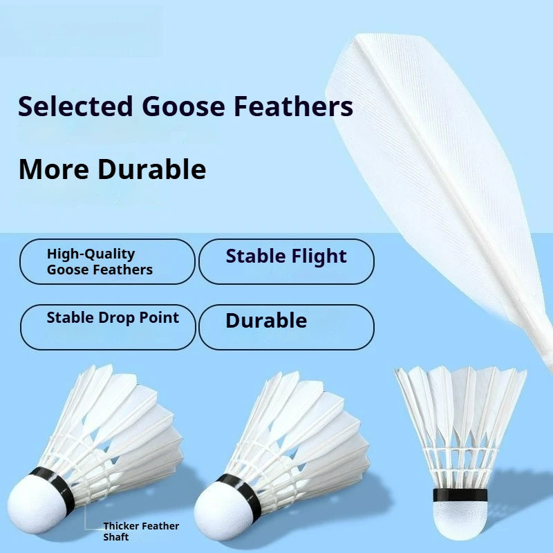 

Goose Feather Badminton Balls 3/6/12 Pack - Durable Indoor Outdoor Shuttlecocks for Match & Training