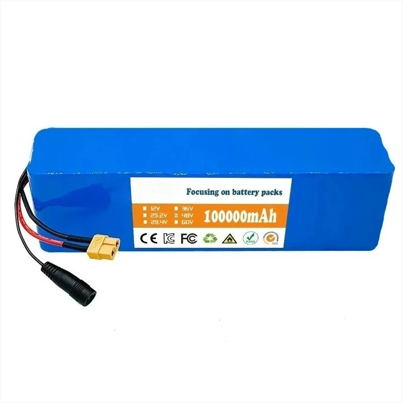 Nová lithium-iontová baterie 13S3P 48V 100Ah 1000W XT60 48V s BMS baterií, nabíječkou 48V lithium-iontové baterie 54,6V - náhled 3