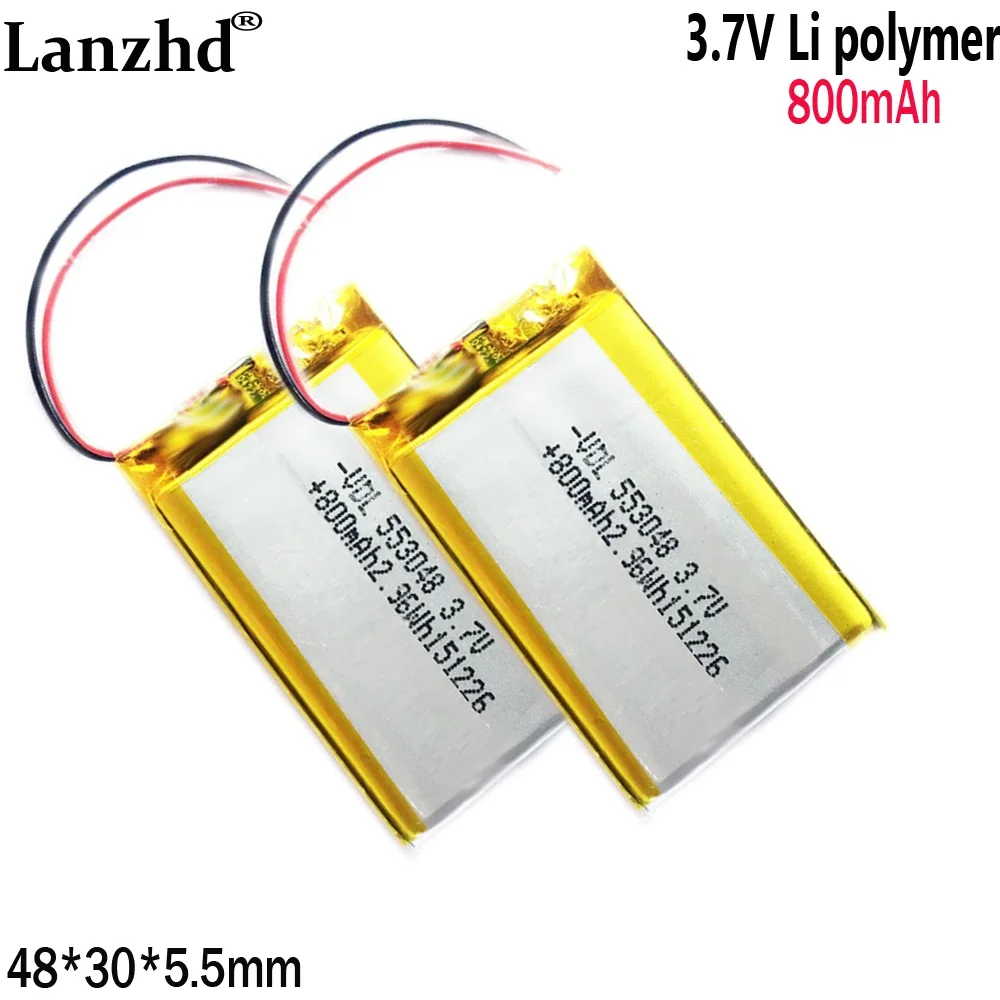 Baterai Lithium Polimer 3.7V 800Mah untuk Pelatih Anjing Mainan Listrik Lampu Meja Kecil Baterai Rumah Pintar 553048 48*30*5.5Mm