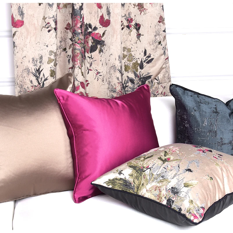 DAVINRICH Impressionistic Painter Style Cushion Covers Naked Pink Flowers Jacquard Art Throw Pillow Case 45x45cm Chic Home Décor