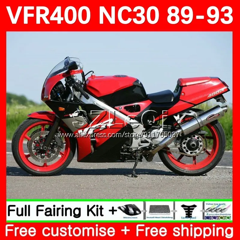 VFR400R For HONDA RVF VFR 400 VFR400 R RR Factory red 400R 89 90 91 92 93 64No.25 NC30 RVF400R 1989 1990 1991 1992 1993 Fairing