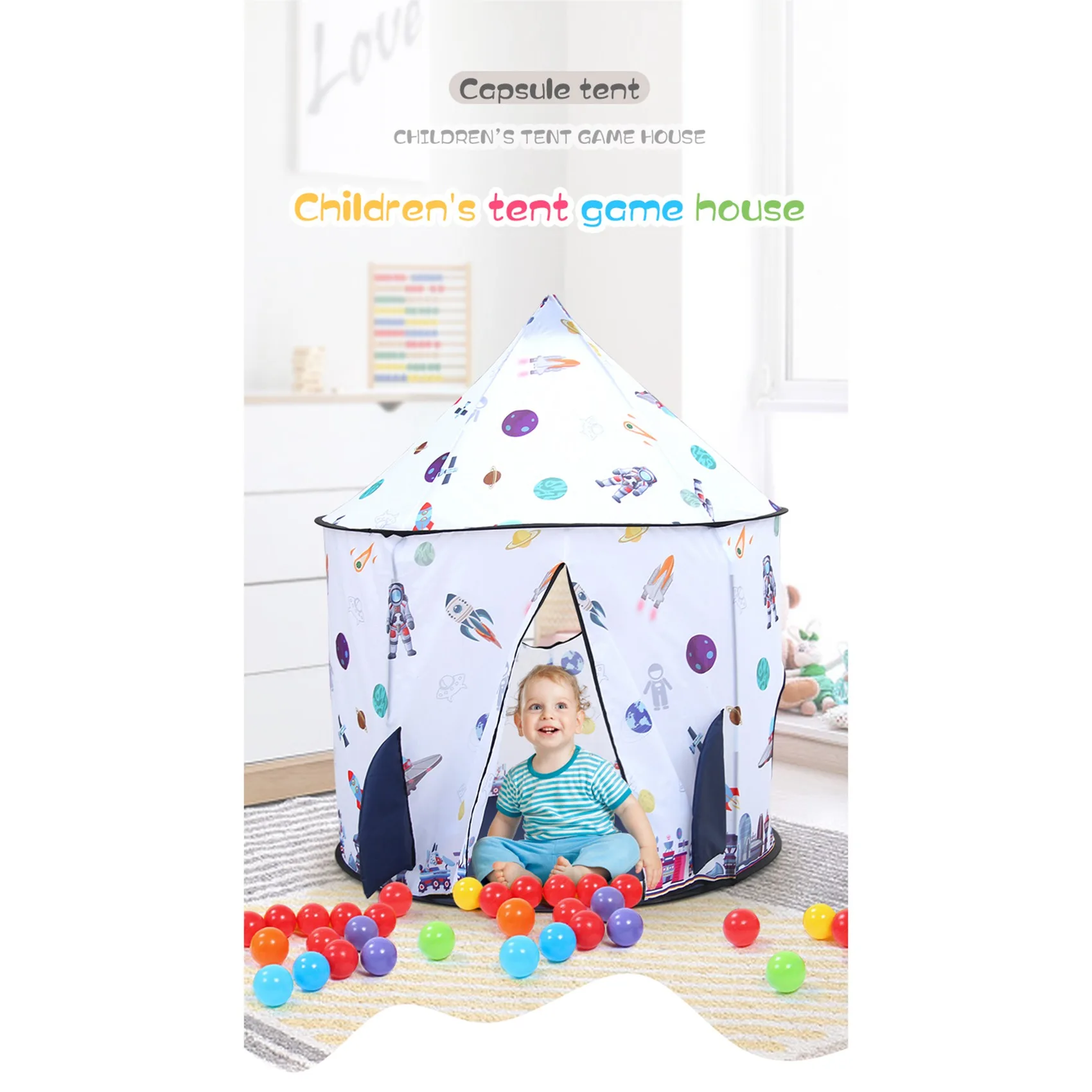 Kids Space Play Tent,Folding Baby Play House Tent Bell Tent Storage Carry Bag for Children Indoor and Outdoor Play Tent