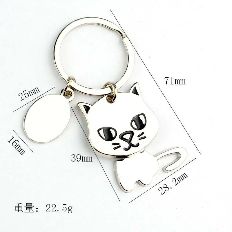 20 pcs Fashion Cute Pet  Cat Keychain Creative Backpack Car Metal Key Chain Pet Shop Promotional Gift