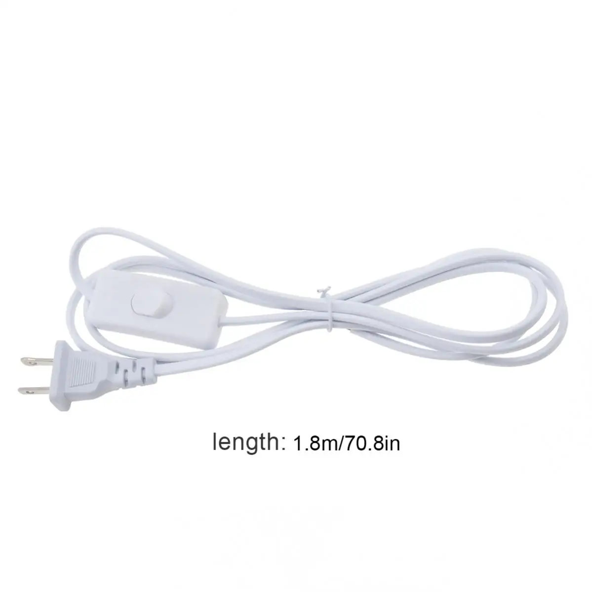 White 303 Button Switch Plug Wires for Desk Lamp / Other Household Lamps with 1.8m Line Length Power Cord