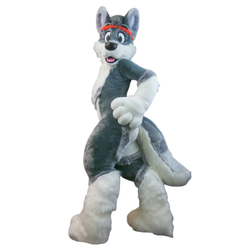 Birthday Party Gray Husky Dog Fursuit Mascot Costume Furry Costume Suits Cosplay Party Game Fancy Dress Christmas Adult Size image 2