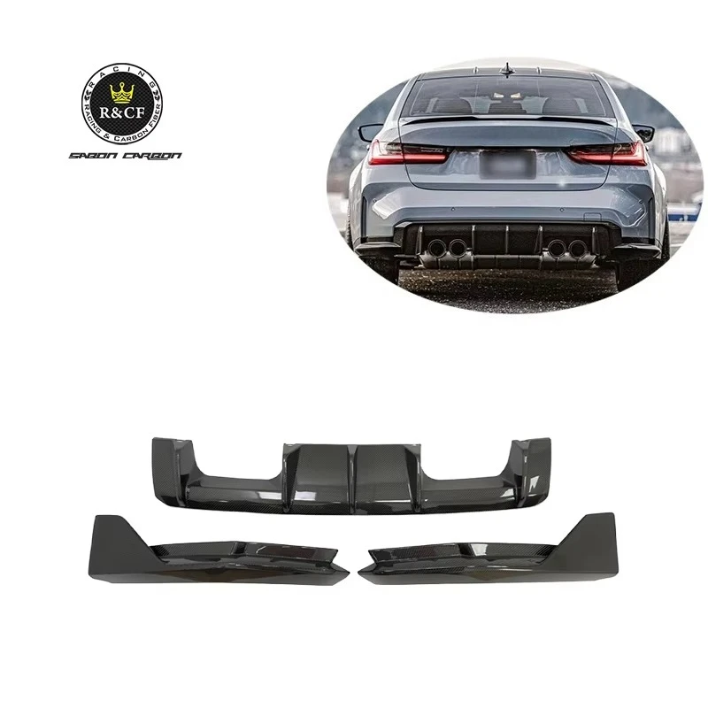 G80 M3 Carbon Fiber Diffuser MP Style Carbon Fiber Rear Bumper Lip Spoiler Diffuser with Side Splitter for BMW G80 G82 M3 M4