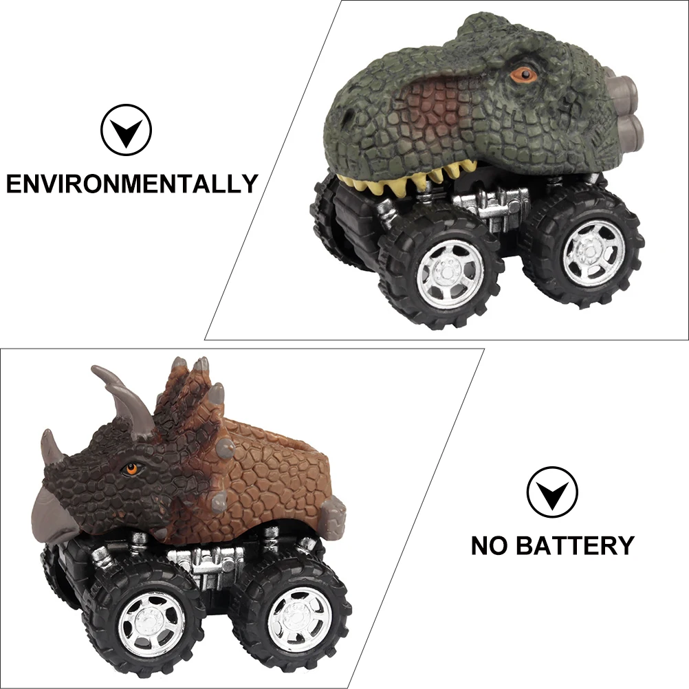 4 個の恐竜のおもちゃの車のモデルプルバック漫画の形のおもちゃ車両摩擦動力