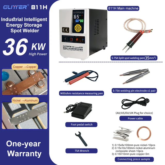 Prismatic battery spot welder Glitter 811H copper aluminum nickel battery welding machine 36KW