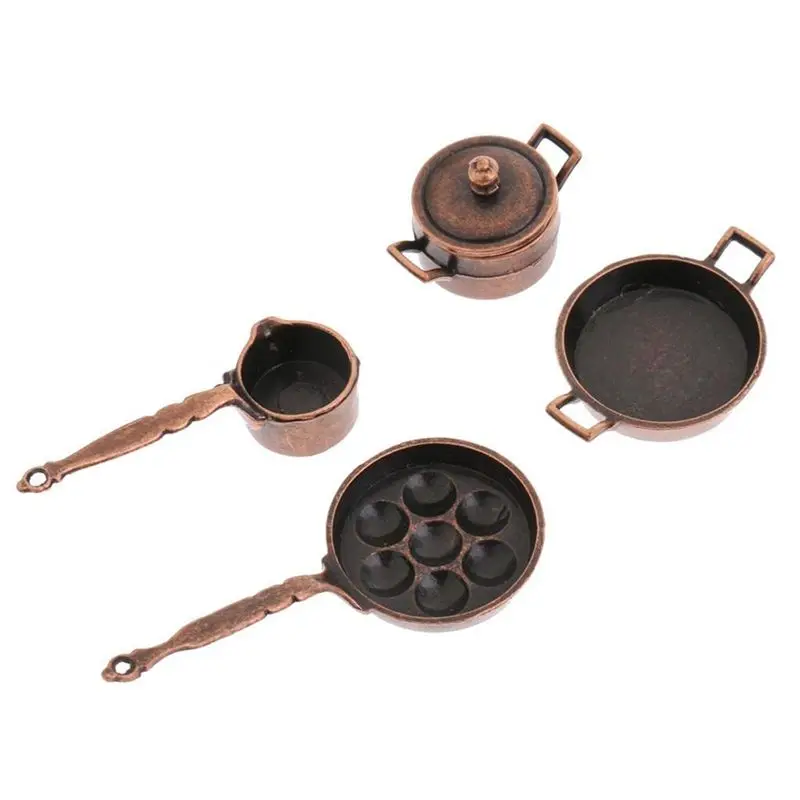 AS96- House Miniature Kitchen Cookware 4 Pieces Metal