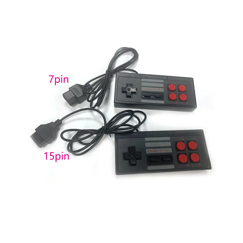 Gaming console gamepad 8bit style 15Pin 7PIN  Plug Cable Controller For NES for FC wird game controller transparent black