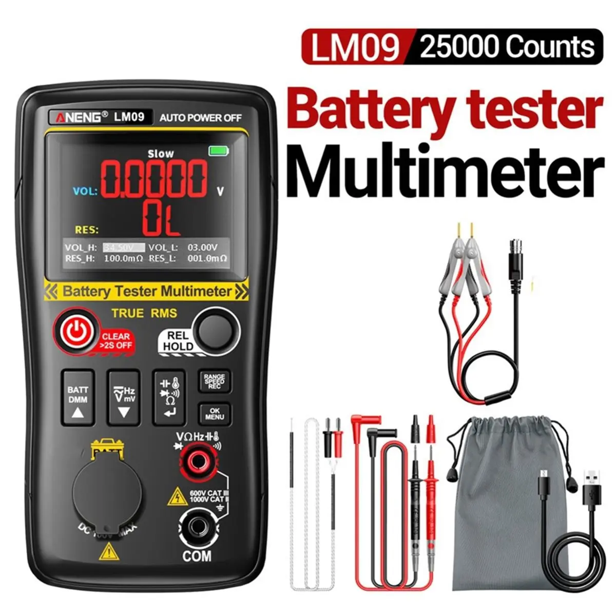 【TODAY-BUY】~@ ANENG LM09 Battery Internal Resistance Tester Multimeter RMS AC/DC Voltage 25000 Counts Electronic Repair Tester