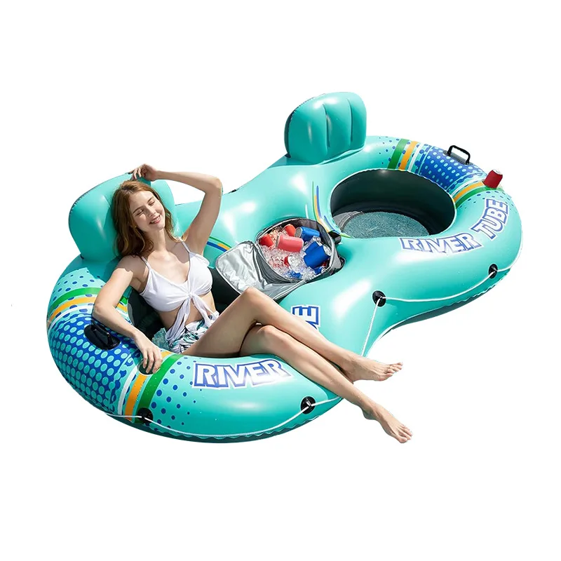 Customized Cross-border Inflatable Floating PVC Double Recliner Mesh Backrest Water Floating Bed Pool Floating Device