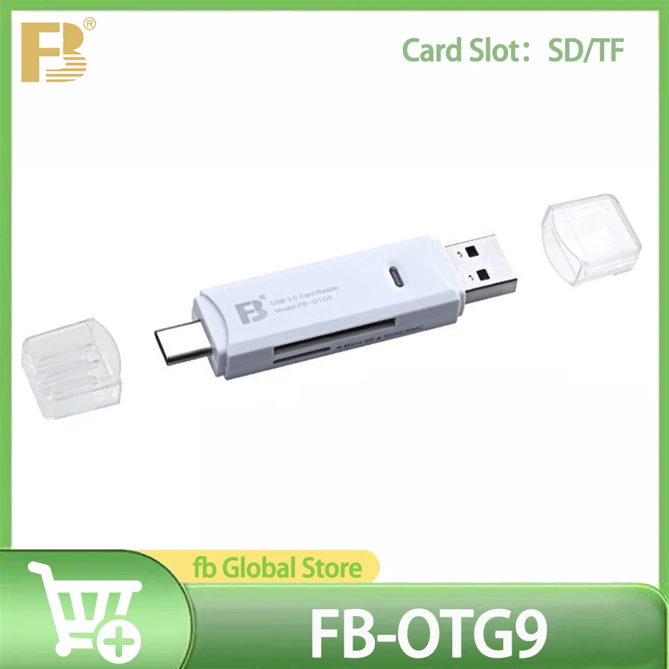 Lector de tarjetas FB-OTG9, ranura para tarjeta SD TF, interfaz USB3.0 tipo C, transmisión de alta velocidad para ordenador Xiaomi, Huawei, tableta Android