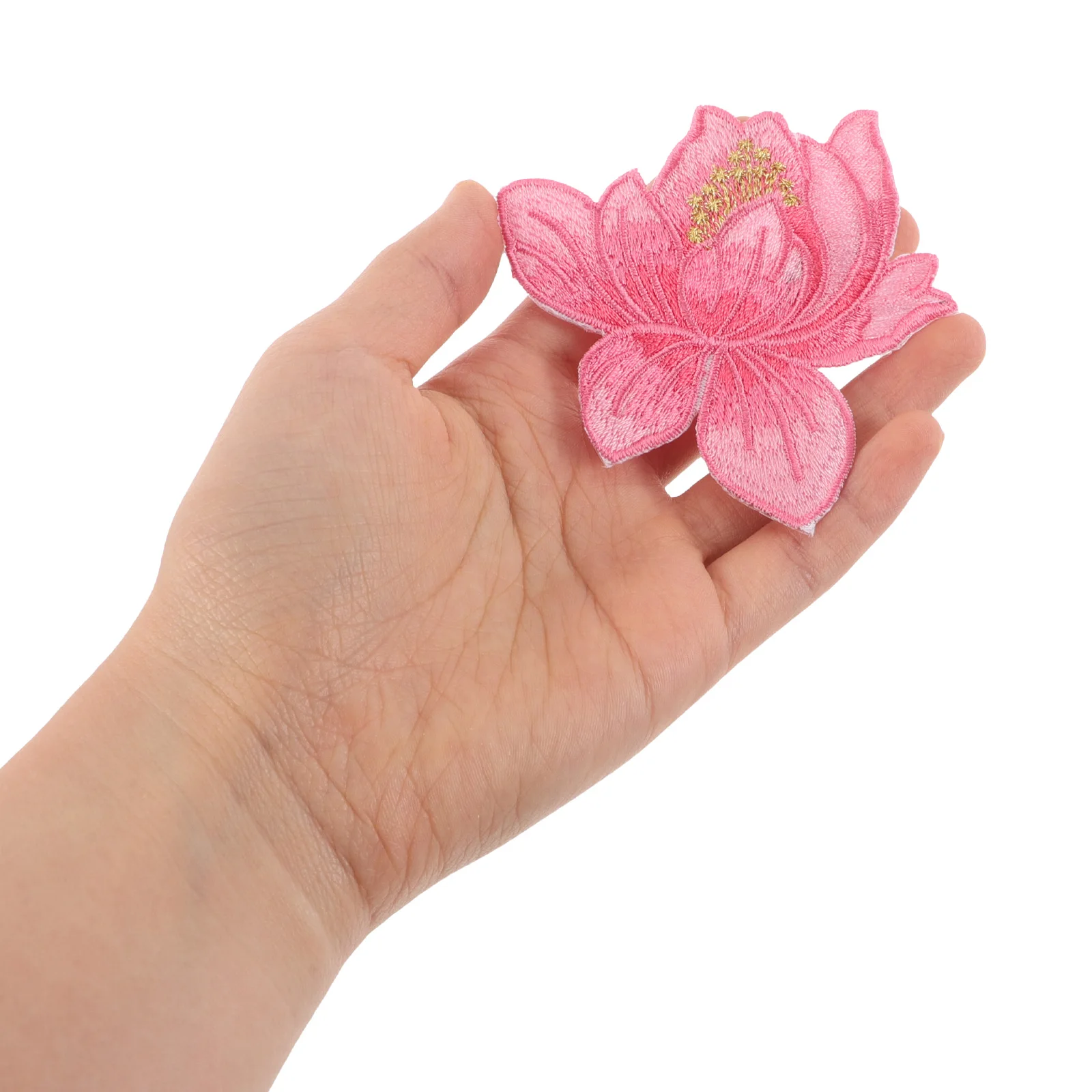 

4pcs Lotus Embroidery Patch Handmade Blossom Applique Iron On Flower Patches Sew Clothing Accessories Fabric Decor
