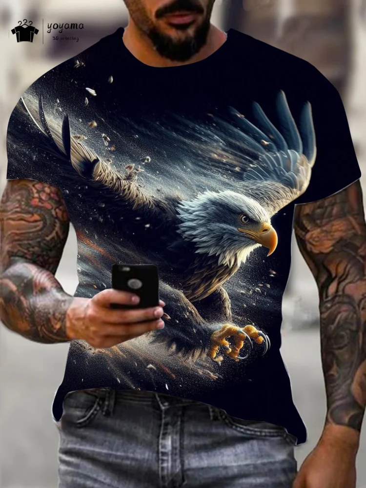 

Футболка с 3D рисунком животных, мужские летние уличные мужские топы с животными, модная мужская футболка в стиле хип-хоп с коротким рукавом, мужская футболка большого размера