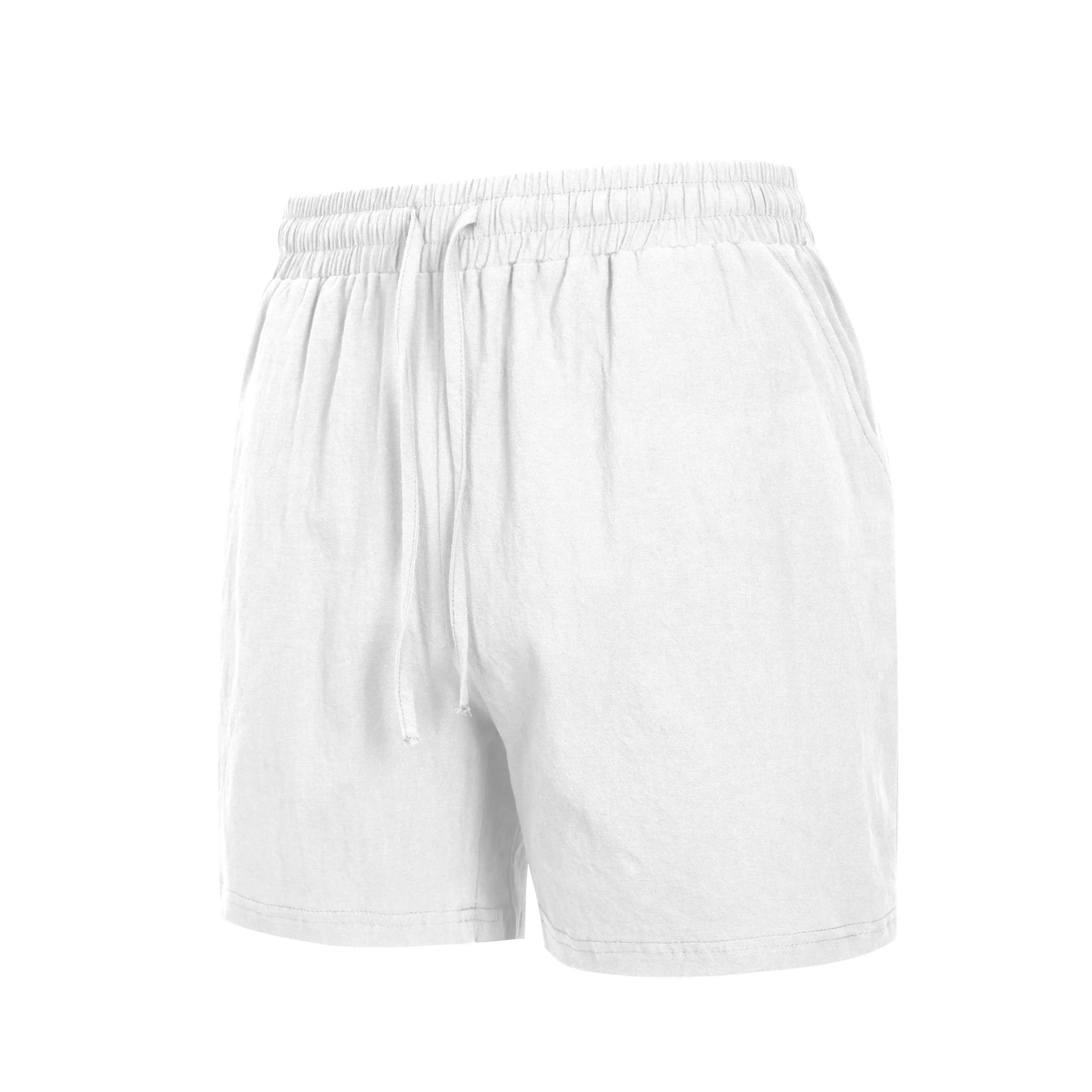 New Mens Cotton Solid Color Beach Short Summer Lightweight Pants Outdoor Male Large Breathable Sport Shorts Fitness Streetwear