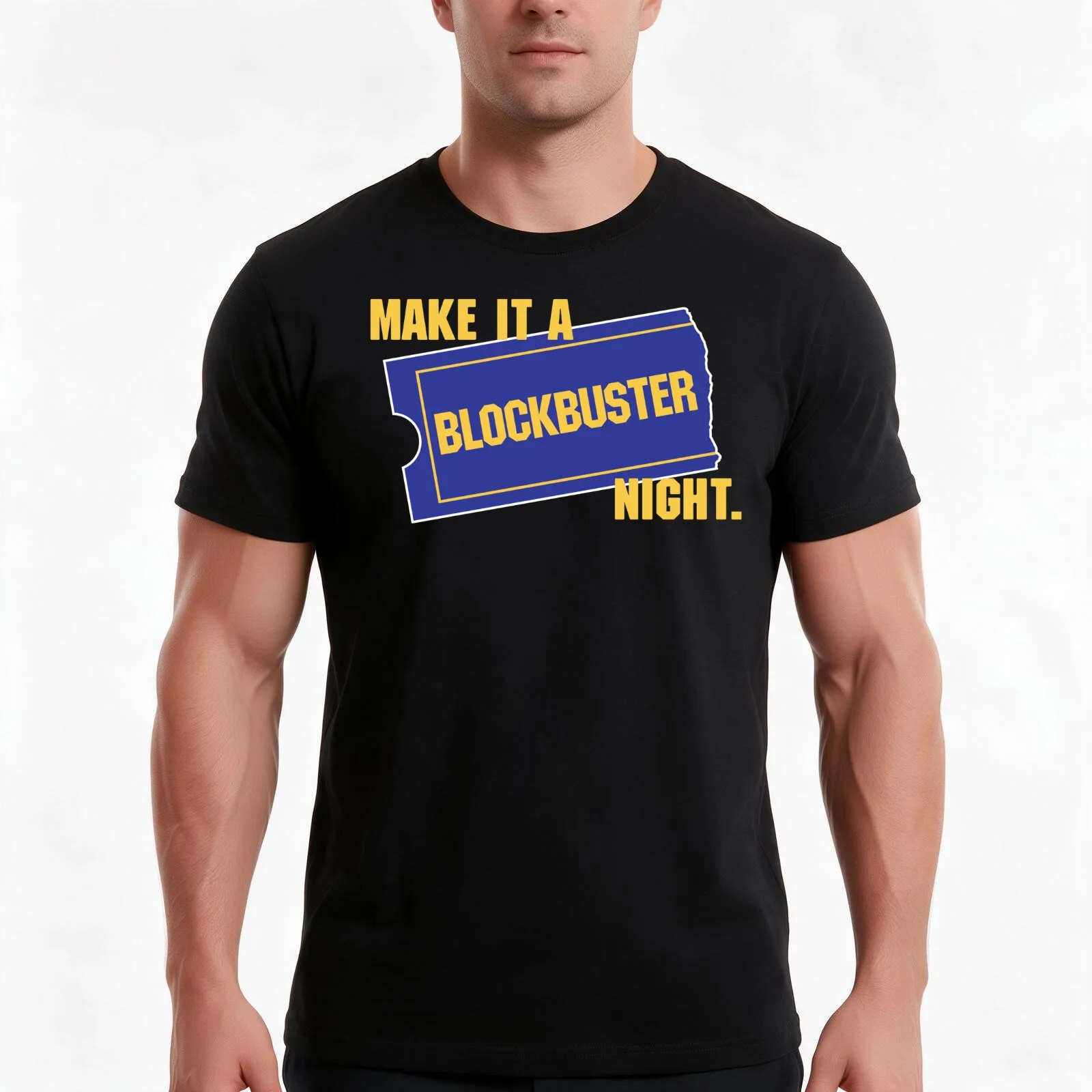 Make It a Blockbuster Night T-Shirt Summer Casual Cotton Tee Oversized Streetwear Tops Vintage Graphic Print 100% Cotton