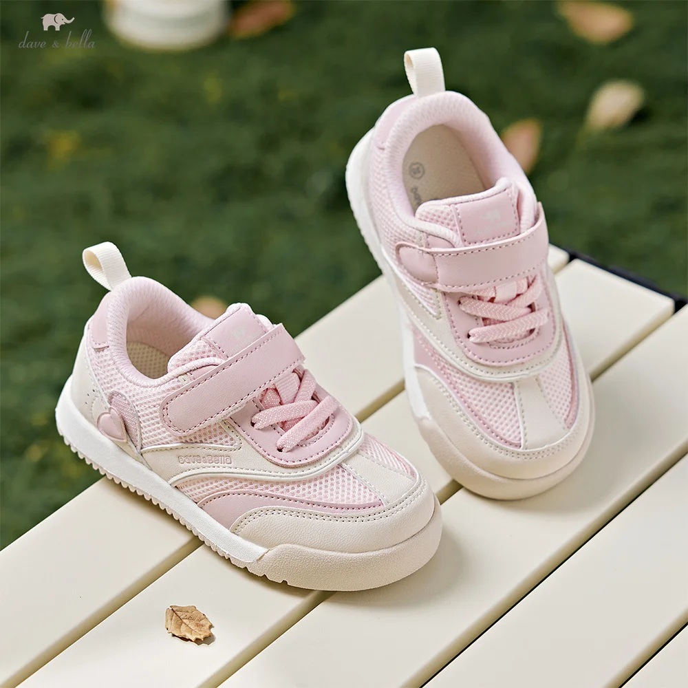 Dave Bella Children's Board Shoes Breathable Autumn Girls' Antibacterial Shoes Children's Pink Sports Shoes Outdoor DB3253433