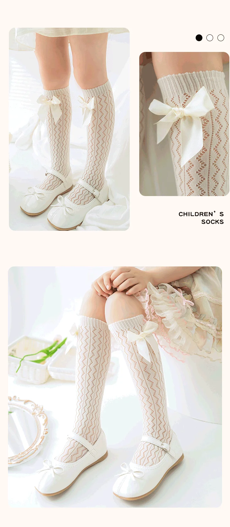 Süße Studenten-Lange Kawaii Socken Baby Kinder Geometrische Wellenförmige Overknee-Socken Prinzessin Lolita Mädchen Schleife Hohle Netzstrümpfe – Detail 5