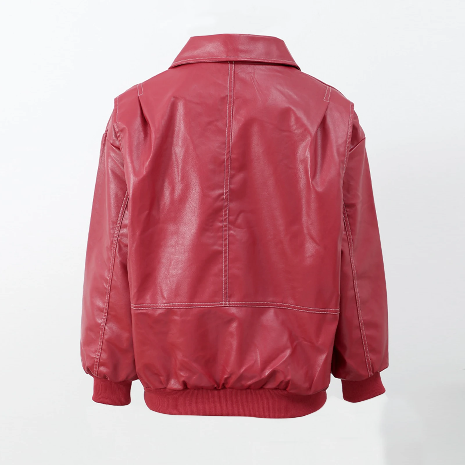 レディースファッション ソリッドカラー ラペル 長袖 ジッパーポケット ルーズ テンパメント ジャケット レザー ジャケット アウター