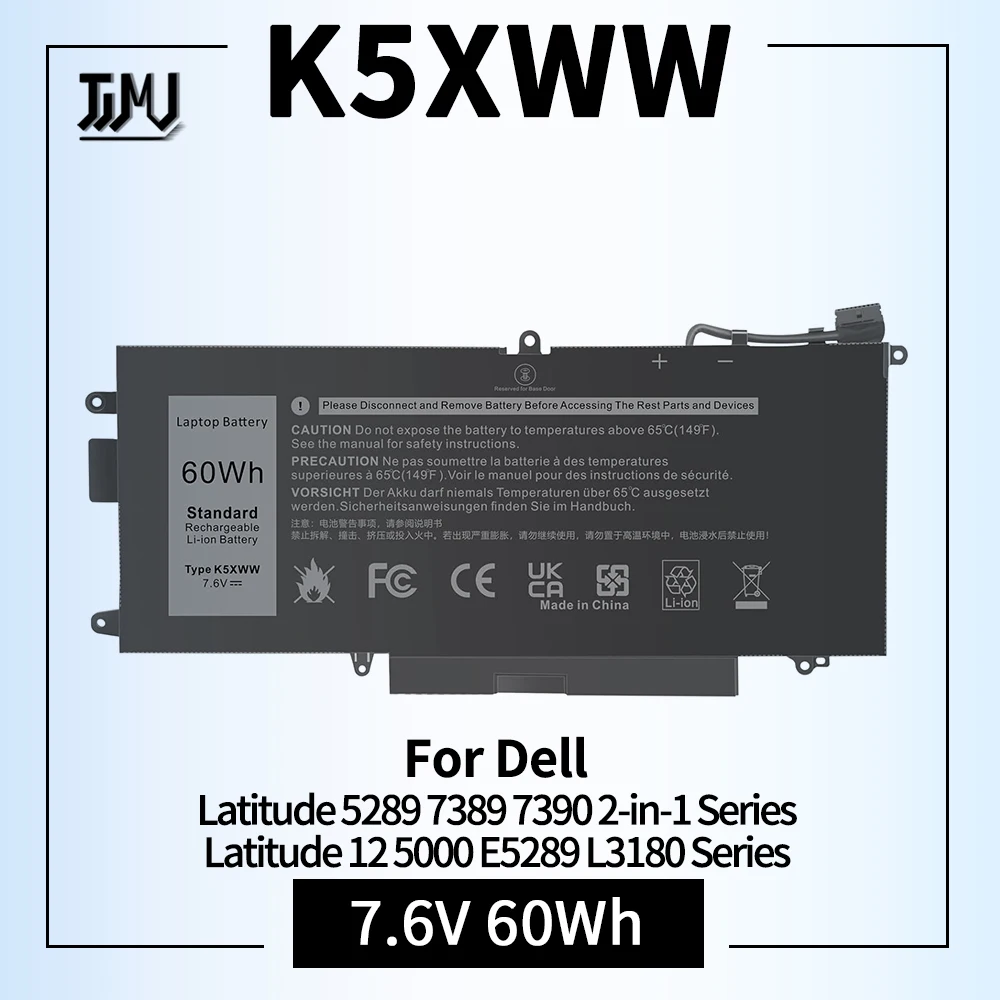 K5XWW Laptop Battery for Dell Latitude 5289 7389 7390 2-in-1 Series Latitude 12 5000 E5289 L3180 Series P29S001 P29S002 725KY