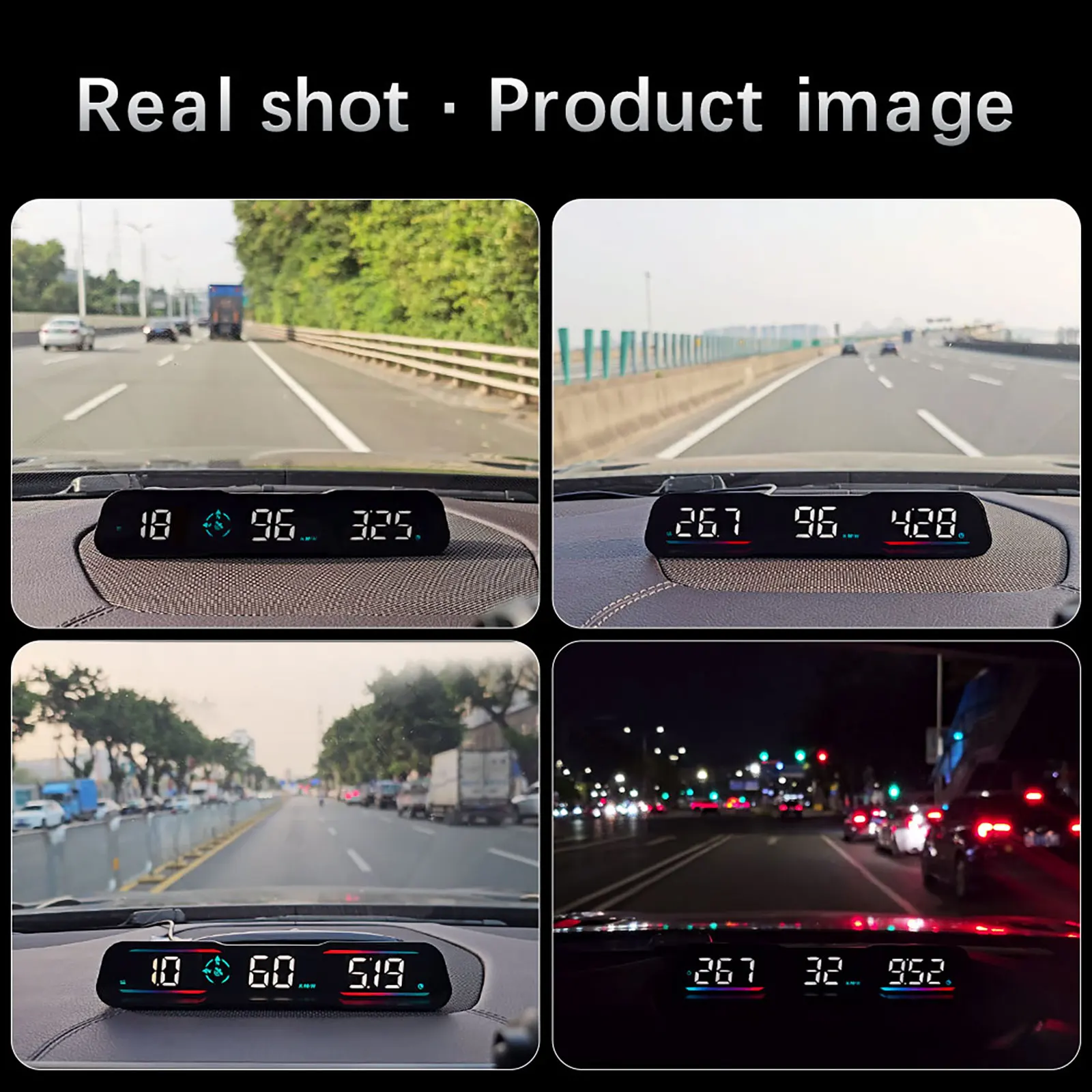 14mm HUD G19 Gps Head up Display LCD Speedometer Dashboard MPH Km/h Overspeed Alarm Clock Compass Auto Electronic Accessories