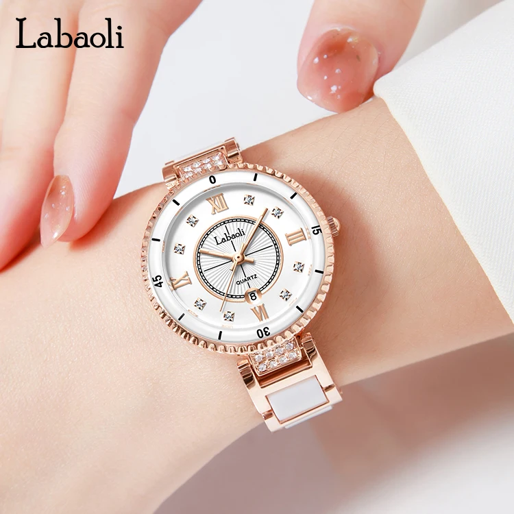 

Classic Watch for Women Quartz Wristwatch Luxury Ladies Diamond Clock Stainless Steel Band Elegant Black Rose White Dial Reloj