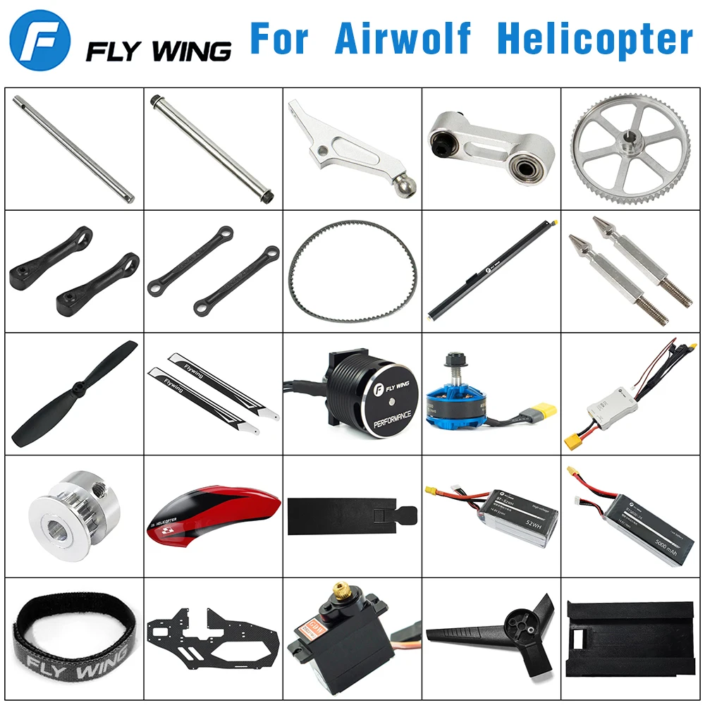 Fly Wing Airwolf RC Helicopter Parts Drone Accessories Original Factory Installed Plate Tail Blade Main Blade Motor Servo ESC