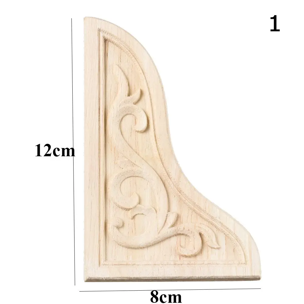 Floral Wall Door Decoration Furniture Parts Wood Carved Woodcarving Decorative wooden Figurines Crafts Corner Appliques Frame