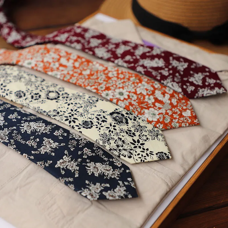 남녀 공용 캐주얼 플로럴 코튼 타이, 파티, 비즈니스, 웨딩, 성인 정장용 선물 넥타이