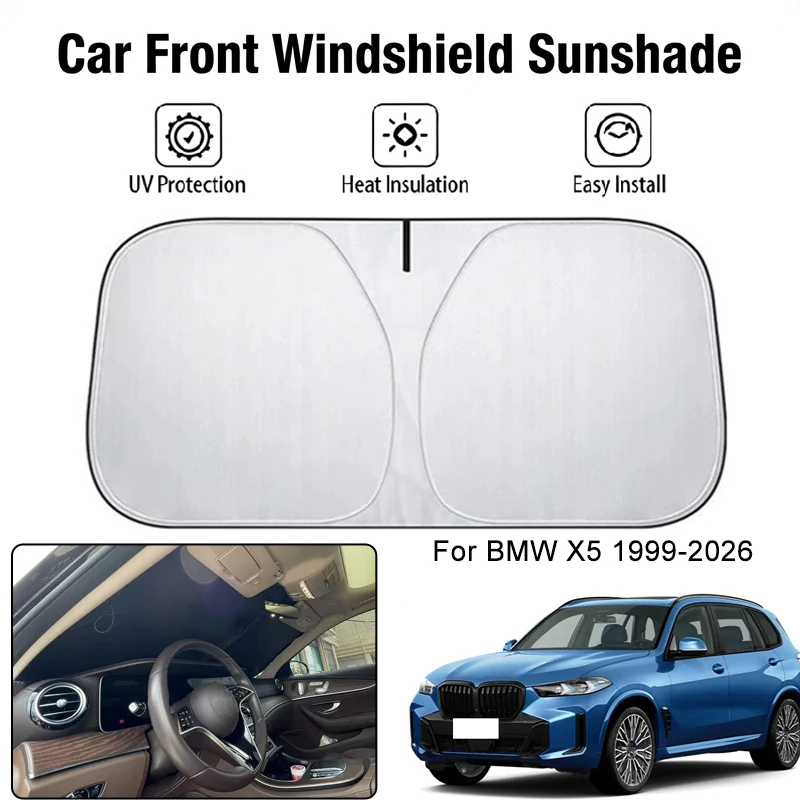 

Car Front Windshield Sunshade Cover For BMW X5 1999-2026 UV Block Heat Insulation Auto Interior Sun Protection