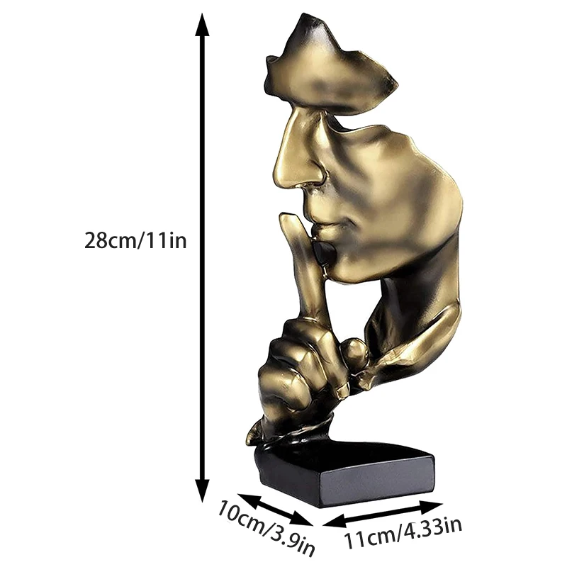 Denker Statue Skulptur Stille ist Gold Figuren Harz Retro Home Decor für Büro Studie Wohnzimmer abstrakte Gesicht Ornamente – Detail 1
