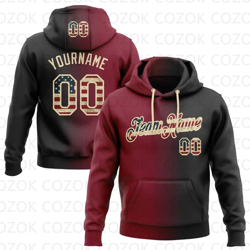 Customized Hoodie Red Colour Splicing Jersey 3D Printed  Unisex Pullovers Hoodie Casual Sweatshirts